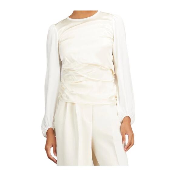 Dorothee Schumacher Powder White Playful Volume Long Sleeve Blouse Size 3/Medium - Picture 1 of 9